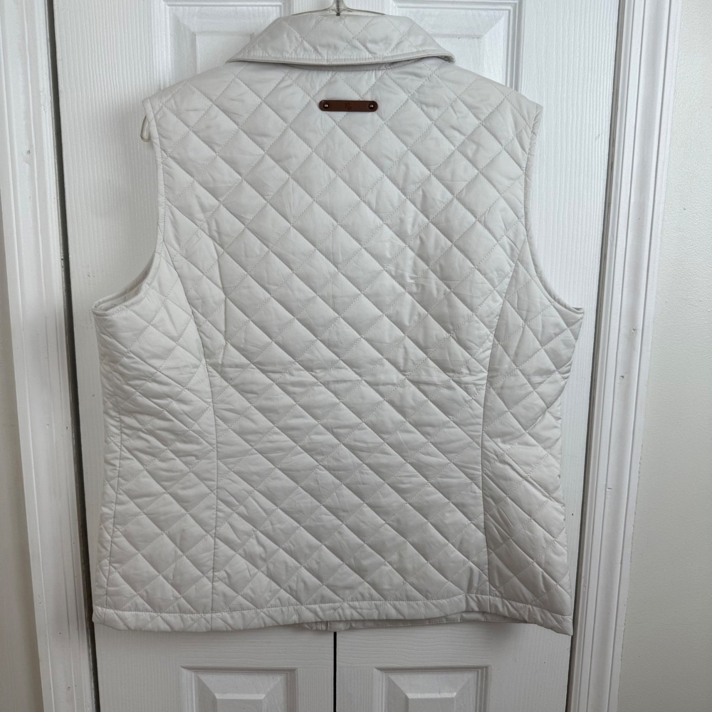 Lauren Ralph Lauren Quilted Vest Womens‎ White Snap Front RL Crest Logo Sz L - Picture 6 of 9